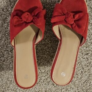 Red Bow Women's Slide Sandals